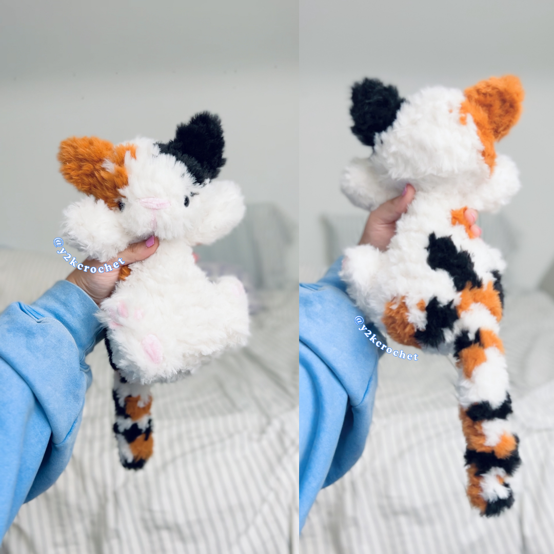 Handmade Crochet Calico Cat Plushie - Custom Fluffy Cat Plushies