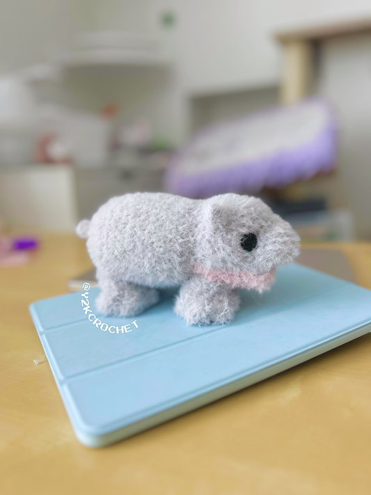 Moo Deng Plushie - Crochet Baby Pygmy Hippo