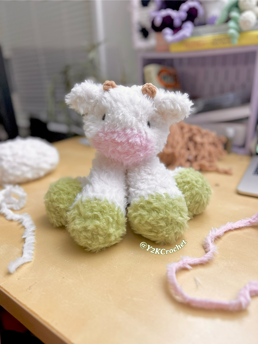 Matcha the Fluffy Cow - Crochet Cow Plushie