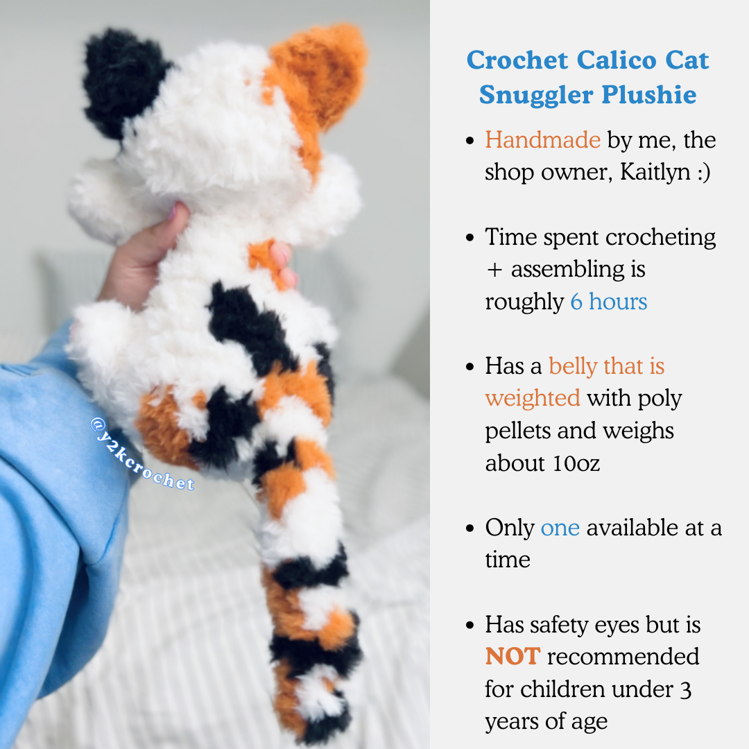 Handmade Crochet Calico Cat Plushie - Custom Fluffy Cat Plushies