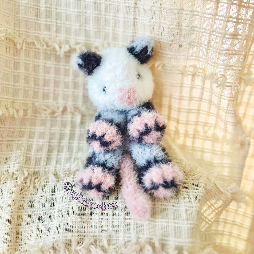 Baby Opossum Plushie - Handmade Crochet Possum Plush