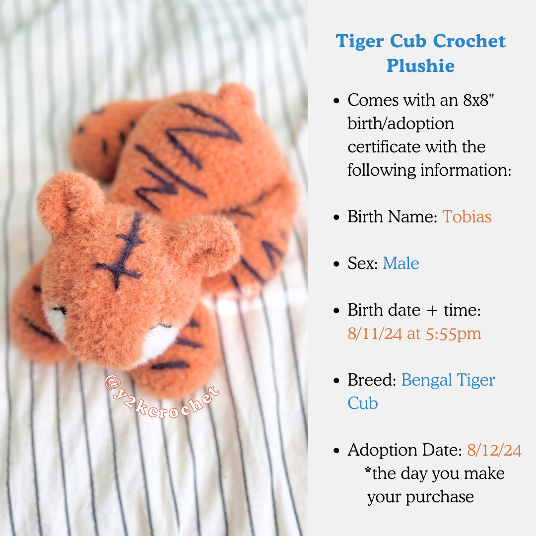 Tobias the Bengal Tiger Cub - Handmade Crochet Plushies