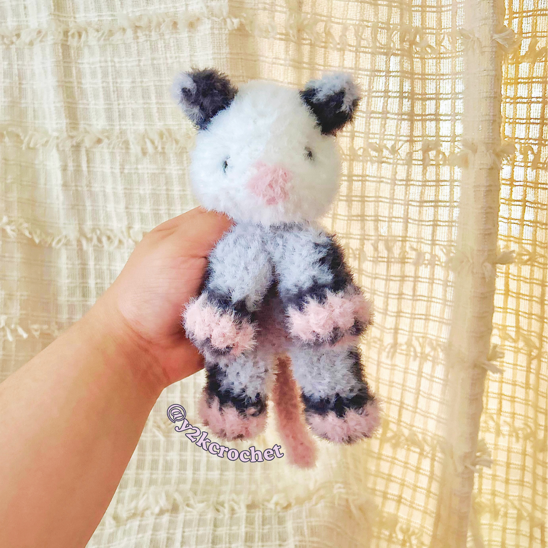 Baby Opossum Plushie - Handmade Crochet Possum Plush