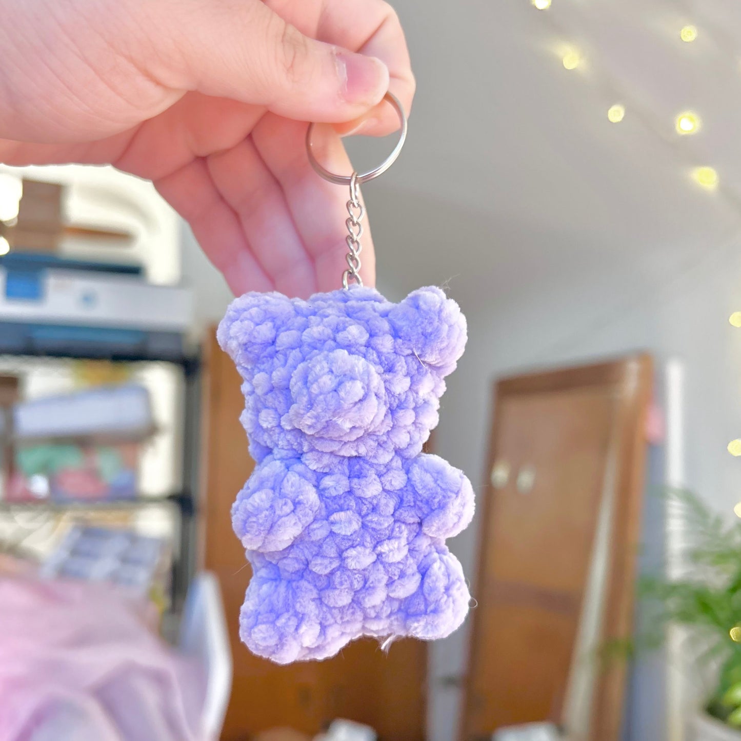 Pastel Crochet Gummy Bear Keychain