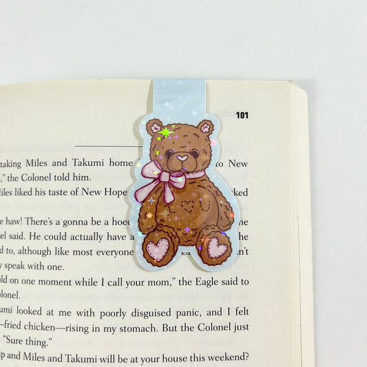 Coquette Teddy Bear - Ultra Thin Holographic Magnetic Bookmark