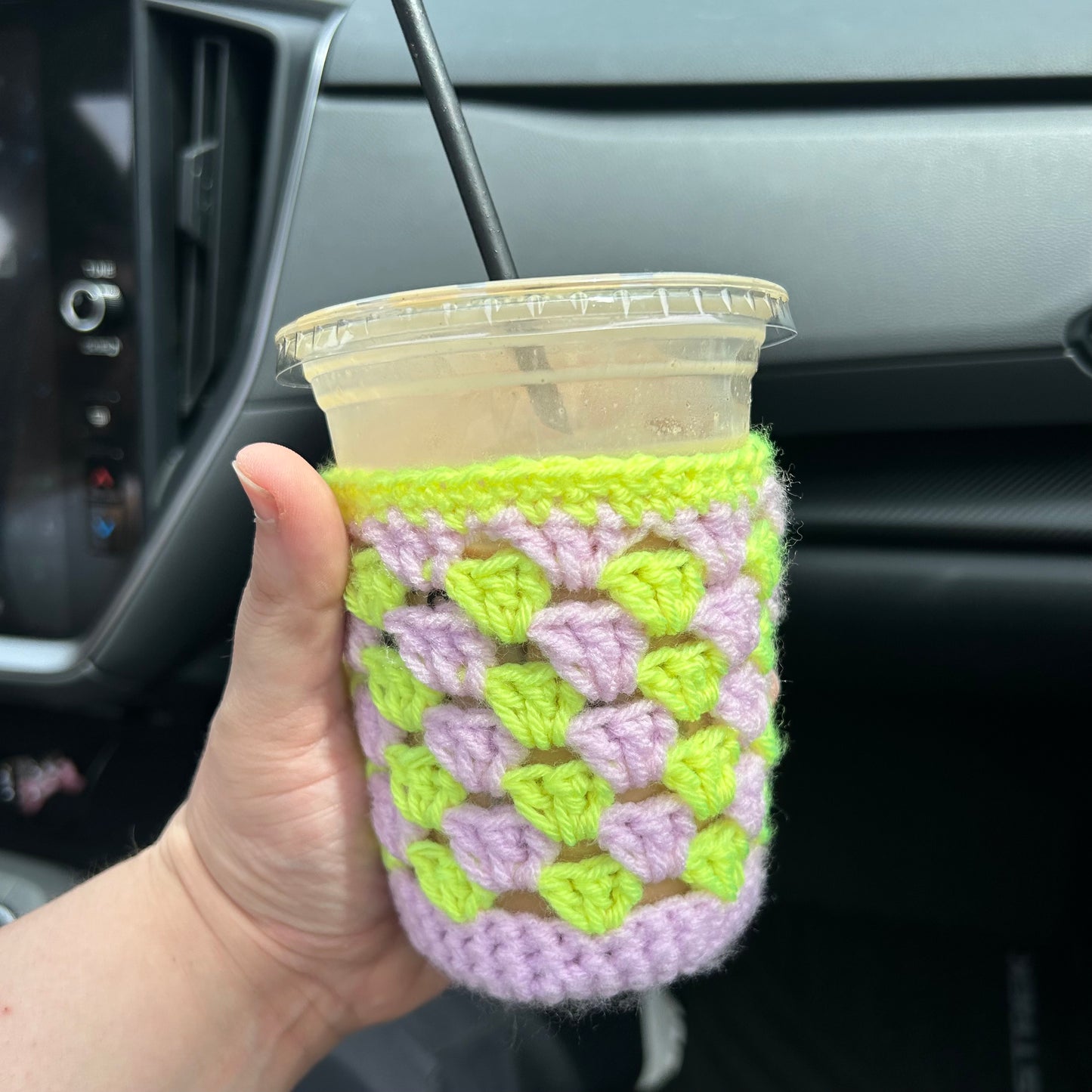 Crochet Iced Coffee Koozie (Lilac +Buttercream)