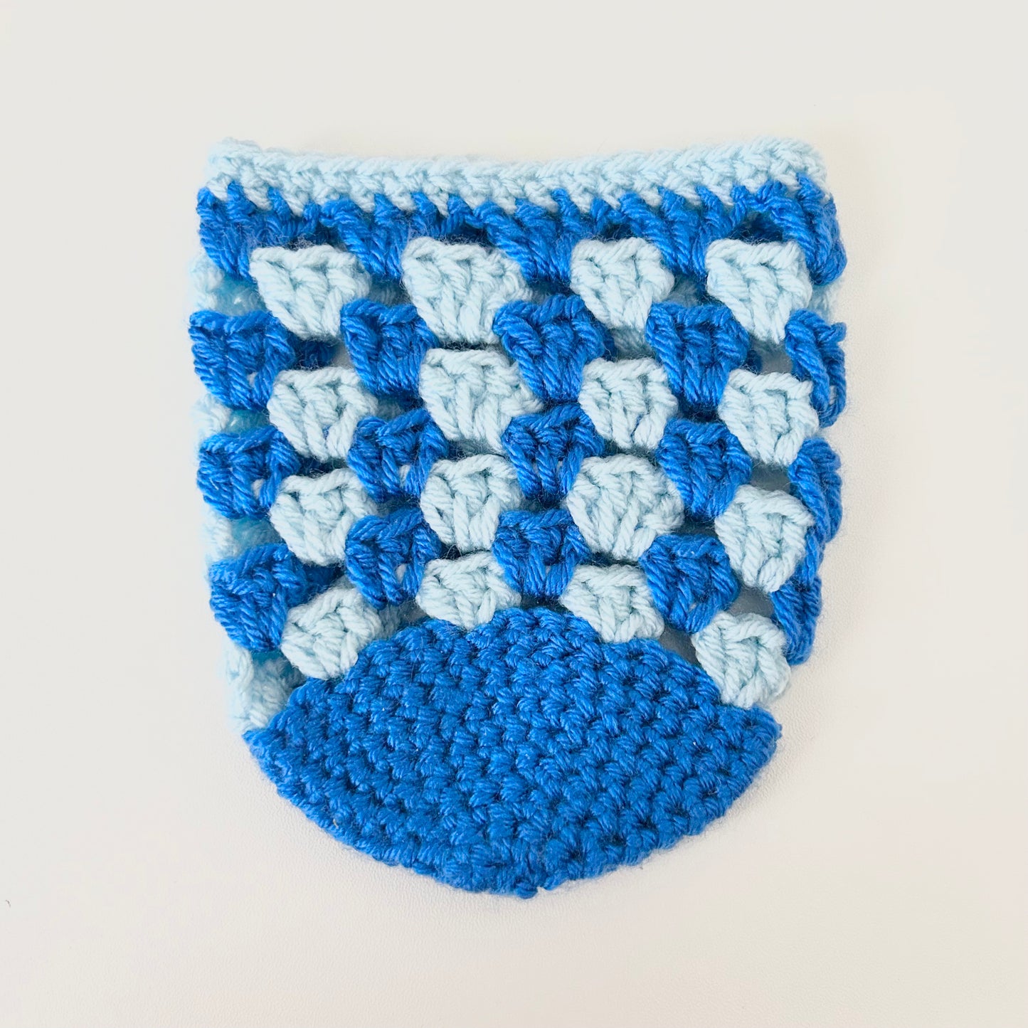 Crochet Iced Coffee Koozie (Pale Blue + Cobalt)