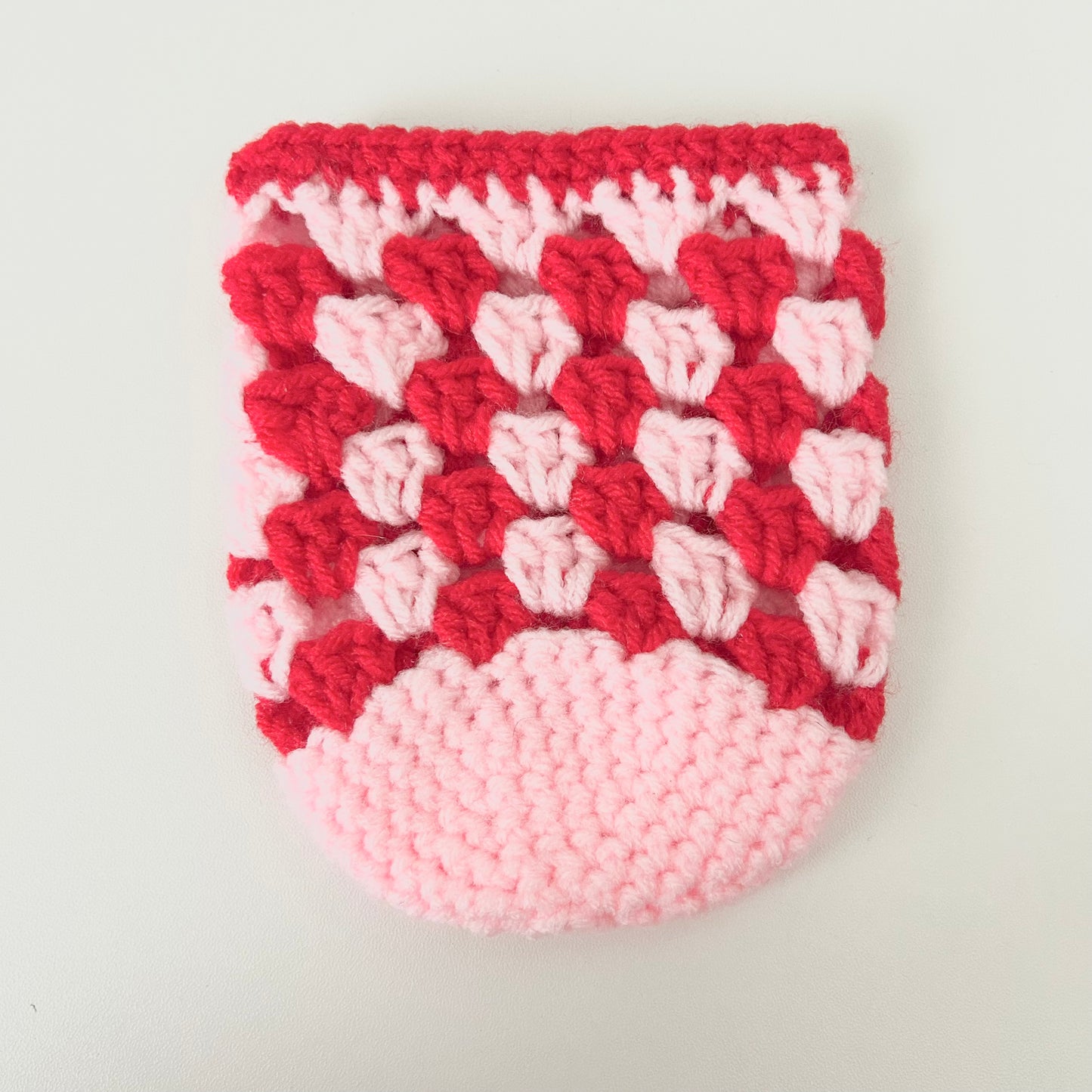 Crochet Iced Coffee Koozie (Red + Ballet Pink)