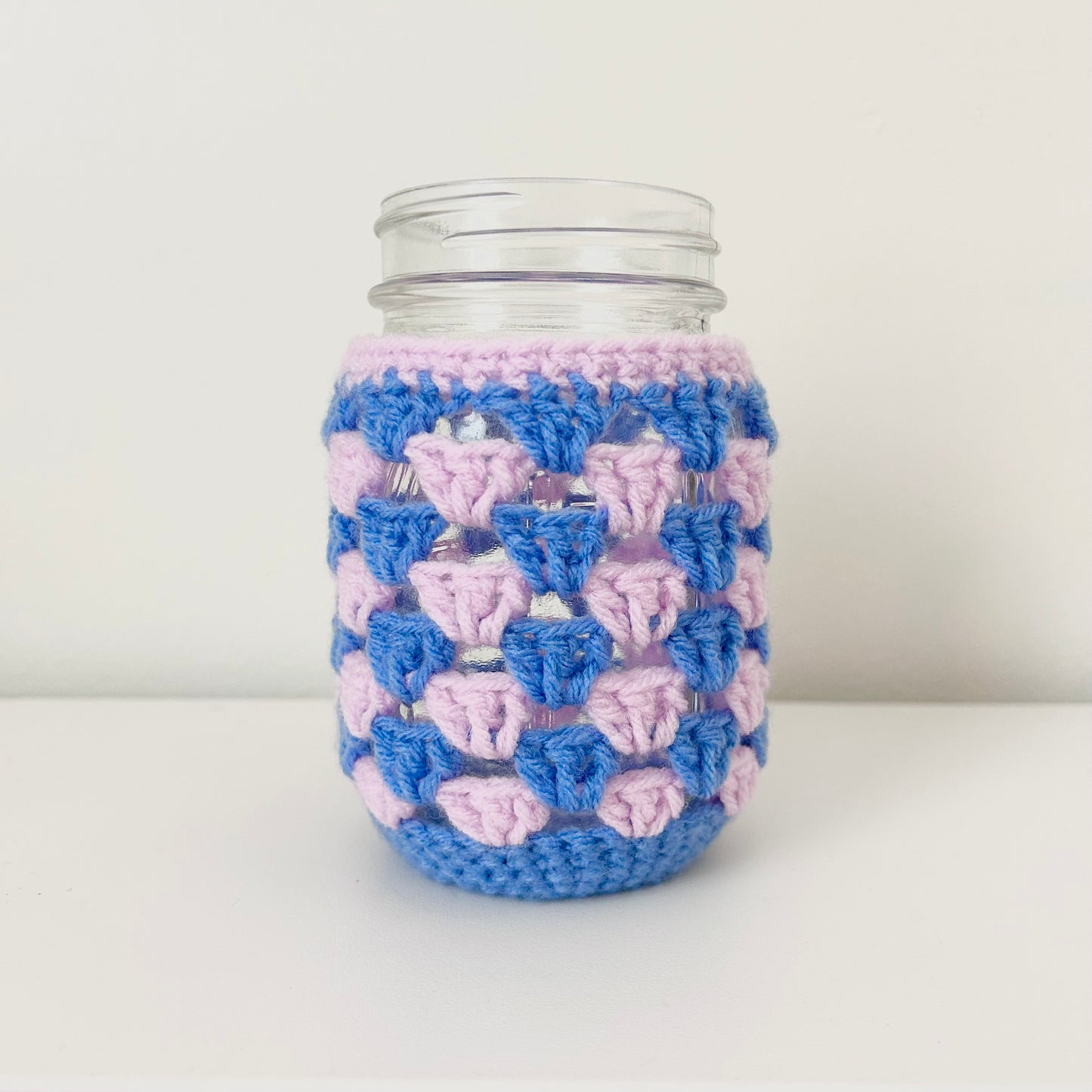 Crochet Iced Coffee Koozie (Lilac + Blue)