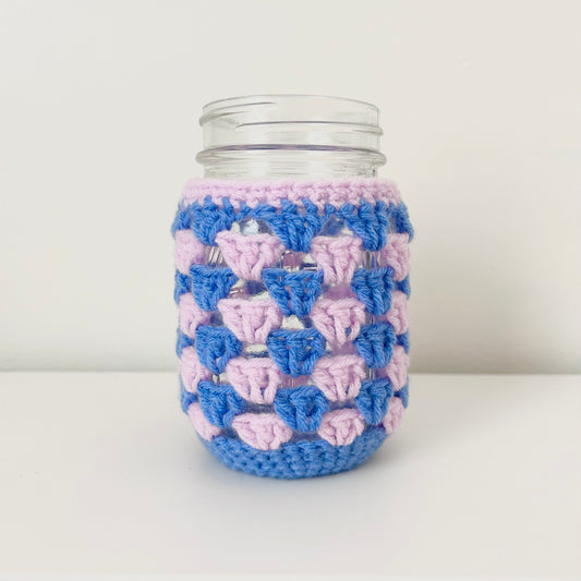 Crochet Iced Coffee Koozie (Lilac + Blue)