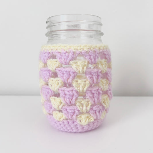 Crochet Iced Coffee Koozie (Lilac + Buttercup)