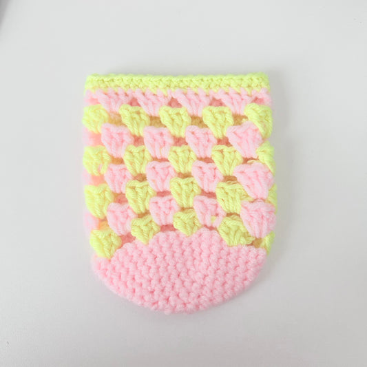 Crochet Iced Coffee Koozie (Ballet Pink + Highlighter)
