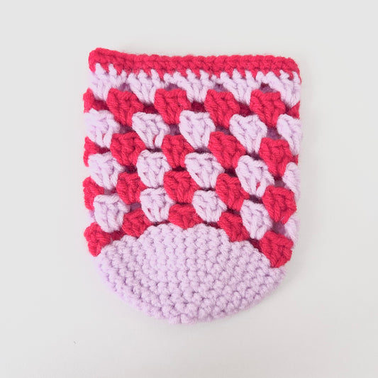 Crochet Iced Coffee Koozie (Red + Lilac)