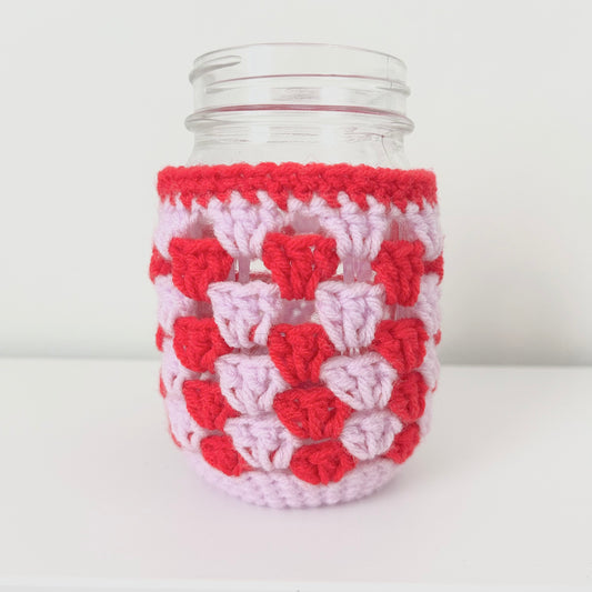 Crochet Iced Coffee Koozie (Red + Lilac)