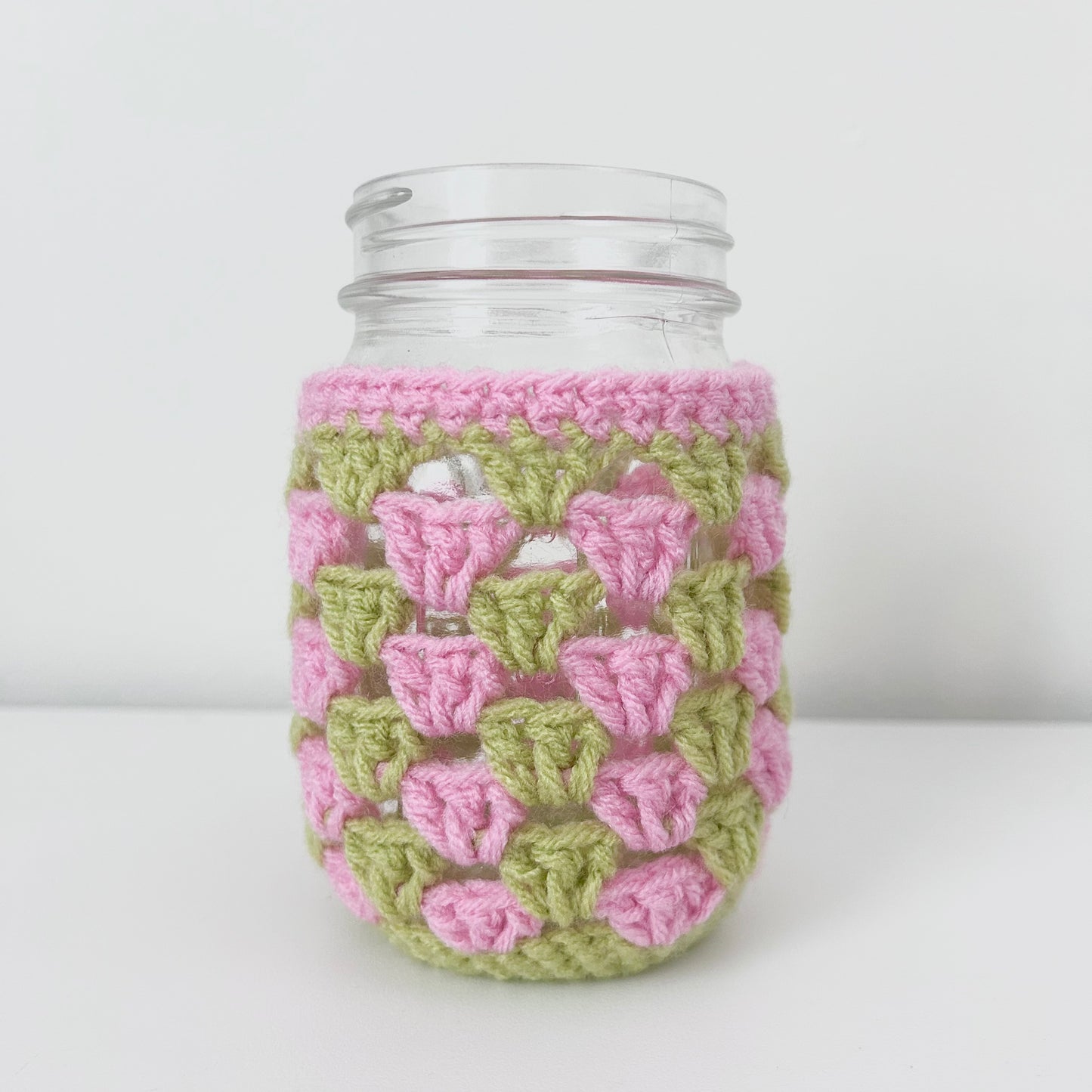 Crochet Iced Coffee Koozie (Lime + Carnation)