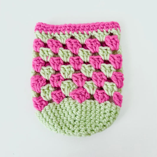 Crochet Iced Coffee Koozie (Petal Pink + Sage)