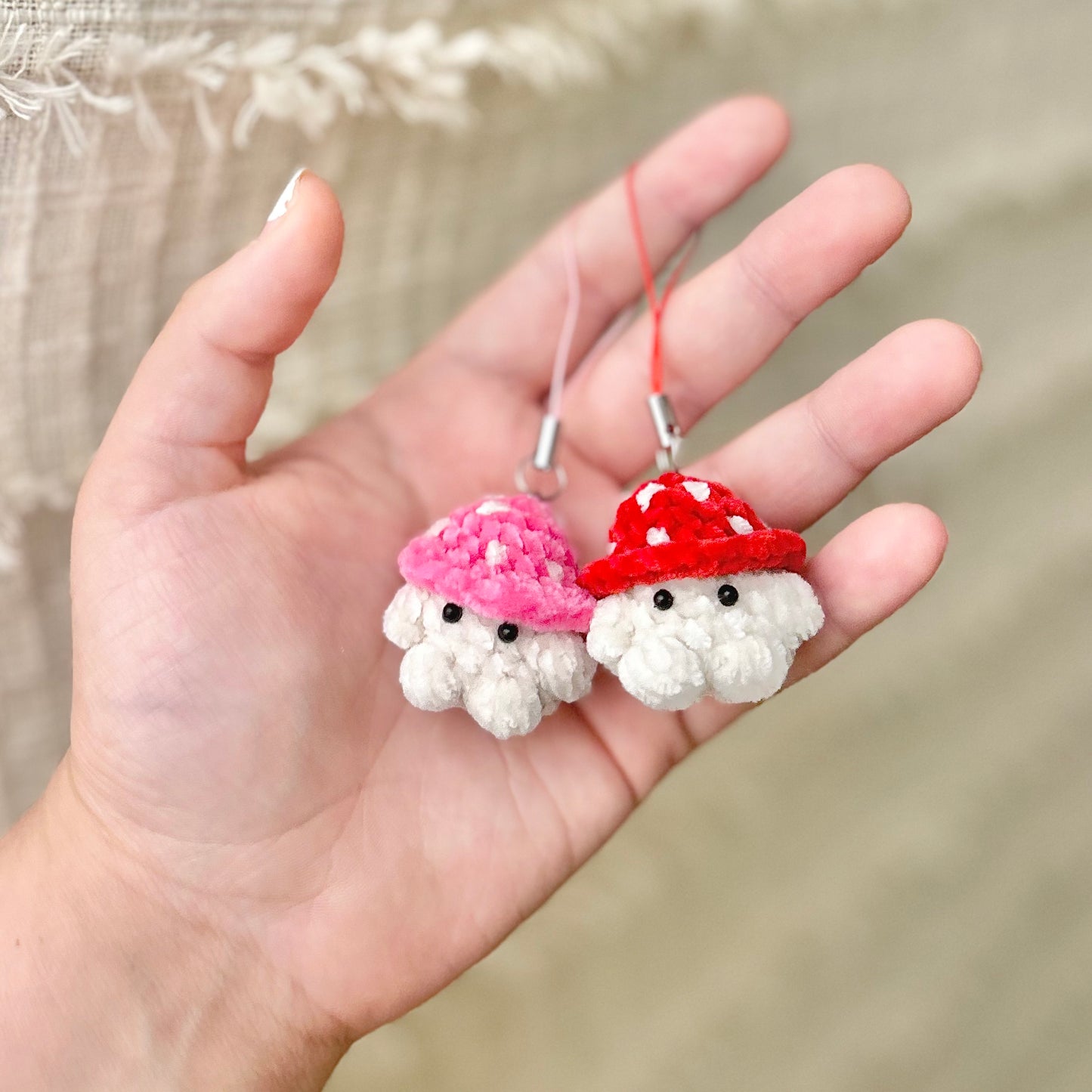 Crochet Mushroom Phone Charm