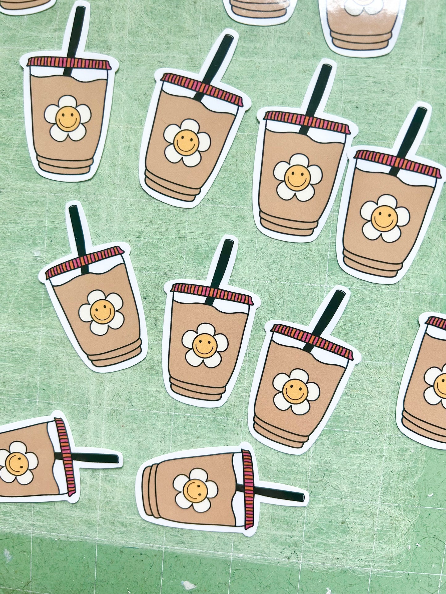 Flower Iced Coffee Sticker - Boho Laptop Sticker