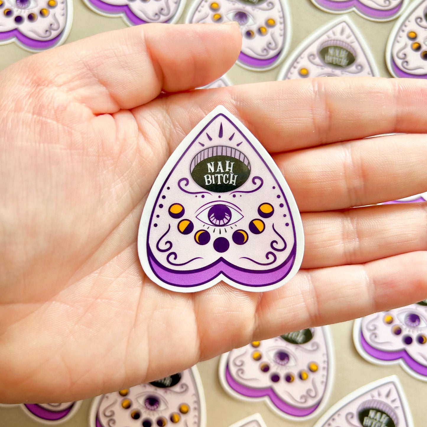 "Nah Bitch" Ouija Planchette Halloween Sticker