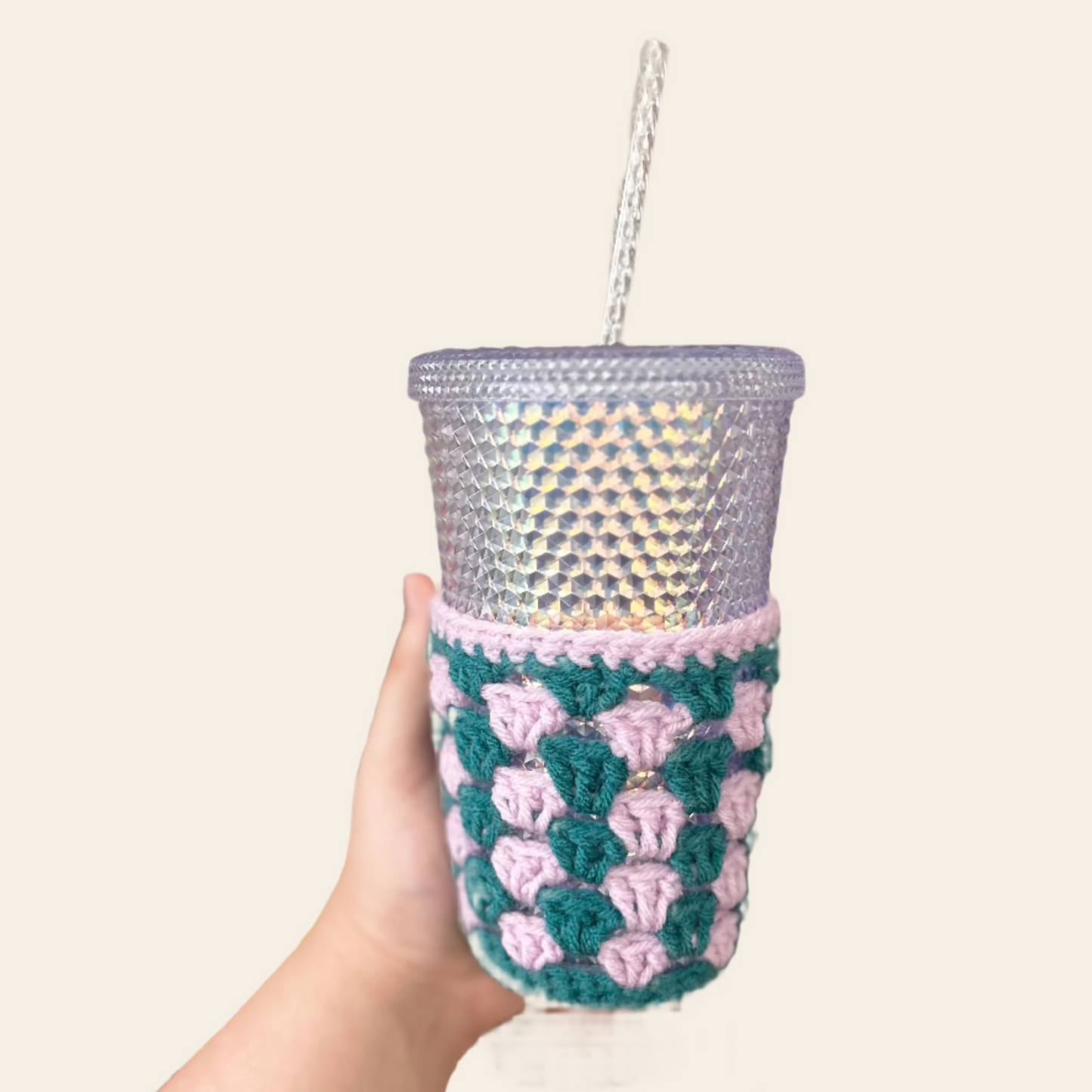 Crochet Iced Coffee Koozie (Holly + Lilac)