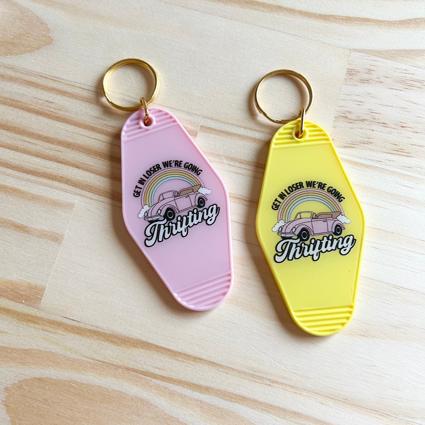 Get In Loser We're Going Thrifting - Cute Motel Keychain