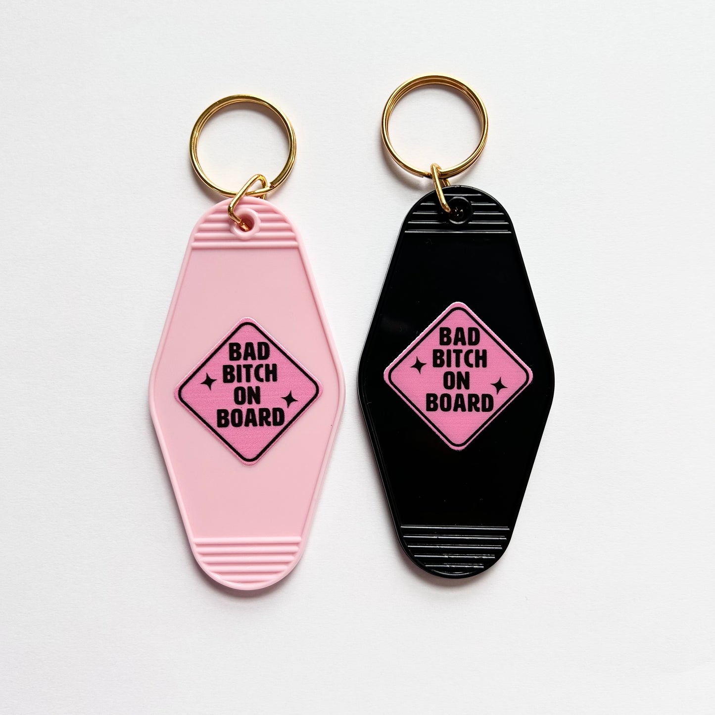 Bad Bitch on Board - Cute Pink Motel Keychain