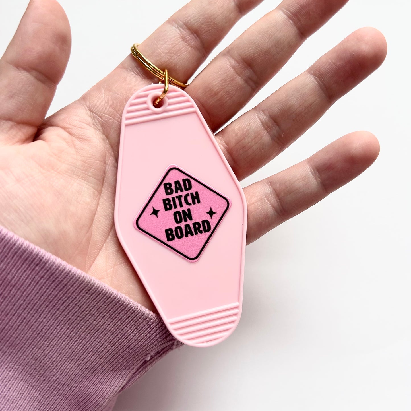 Bad Bitch on Board - Cute Pink Motel Keychain