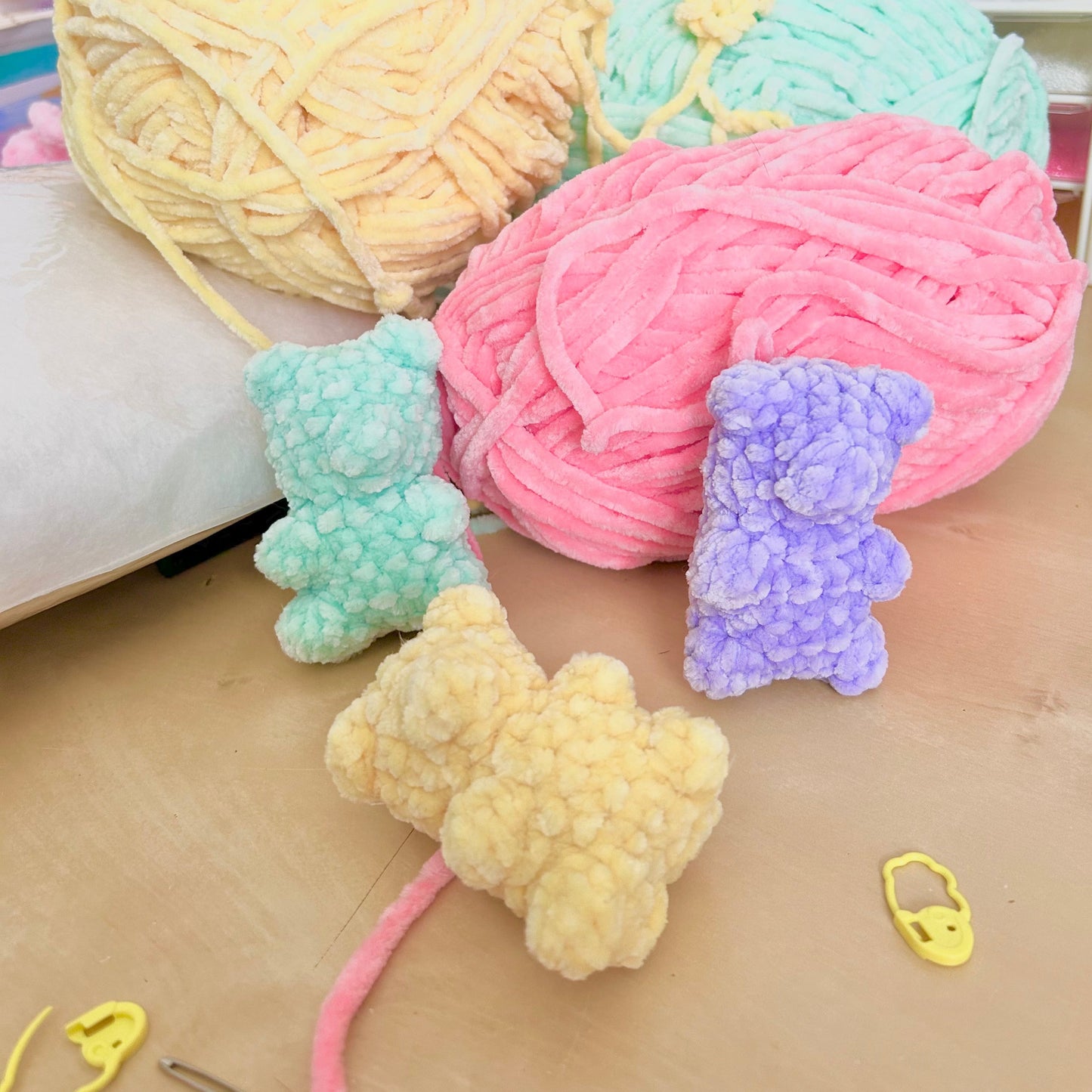 Pastel Crochet Gummy Bear Keychain