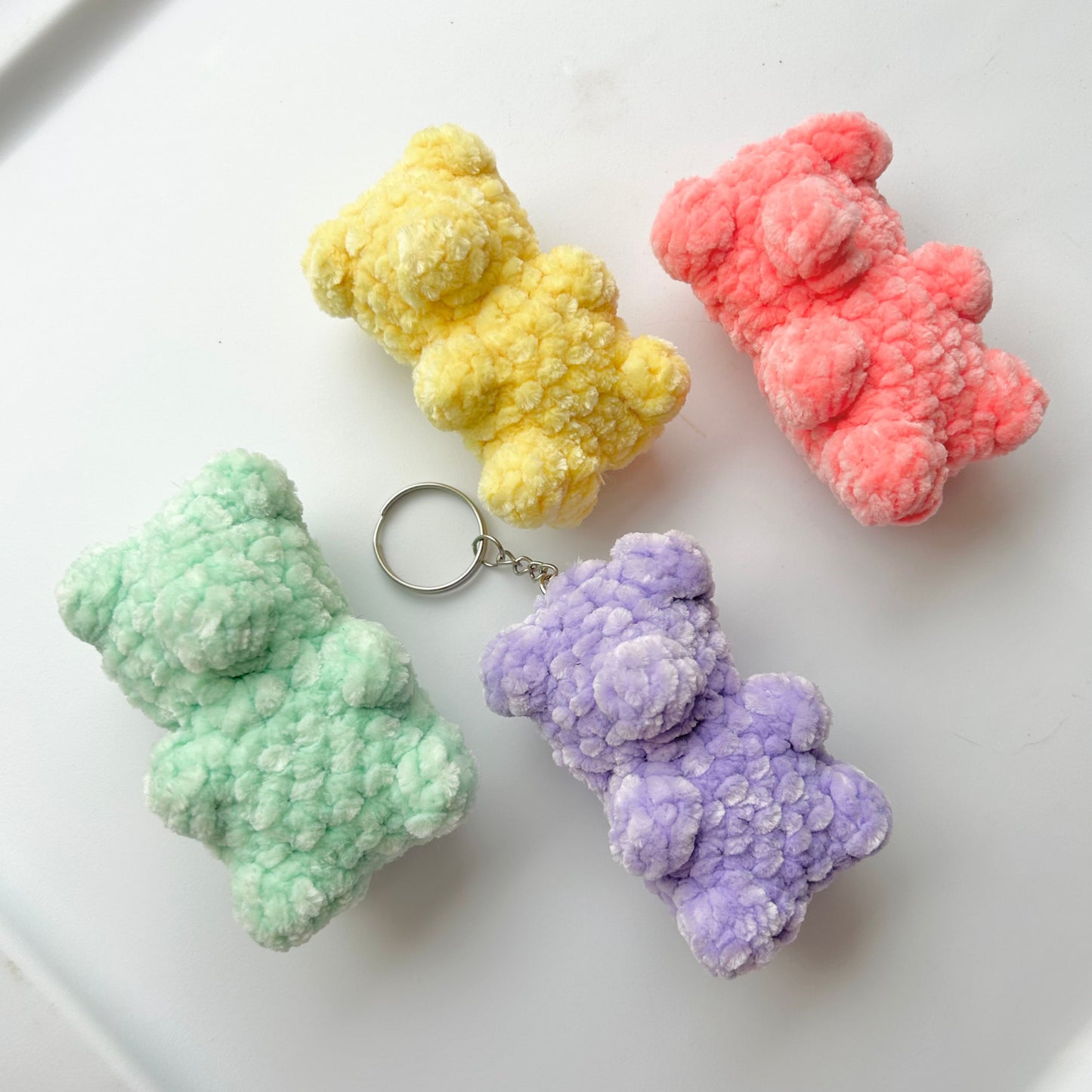 Pastel Crochet Gummy Bear Keychain