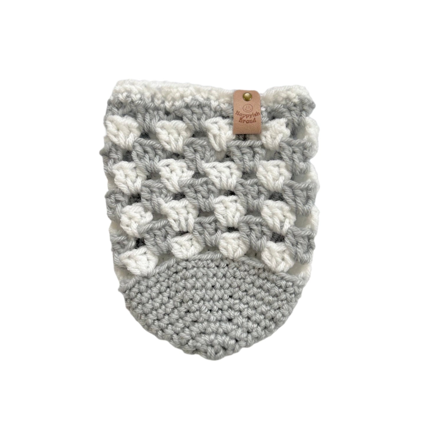 Crochet Iced Coffee Koozie (Mist + White)