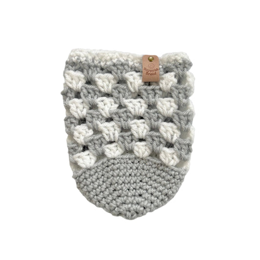 Crochet Iced Coffee Koozie (Mist + White)