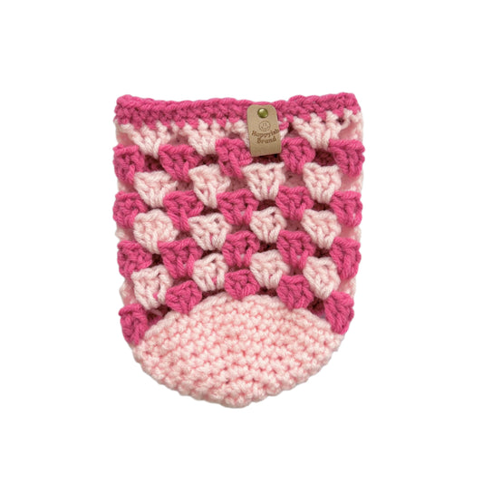 Crochet Iced Coffee Koozie (Ballet Pink + Carnation)