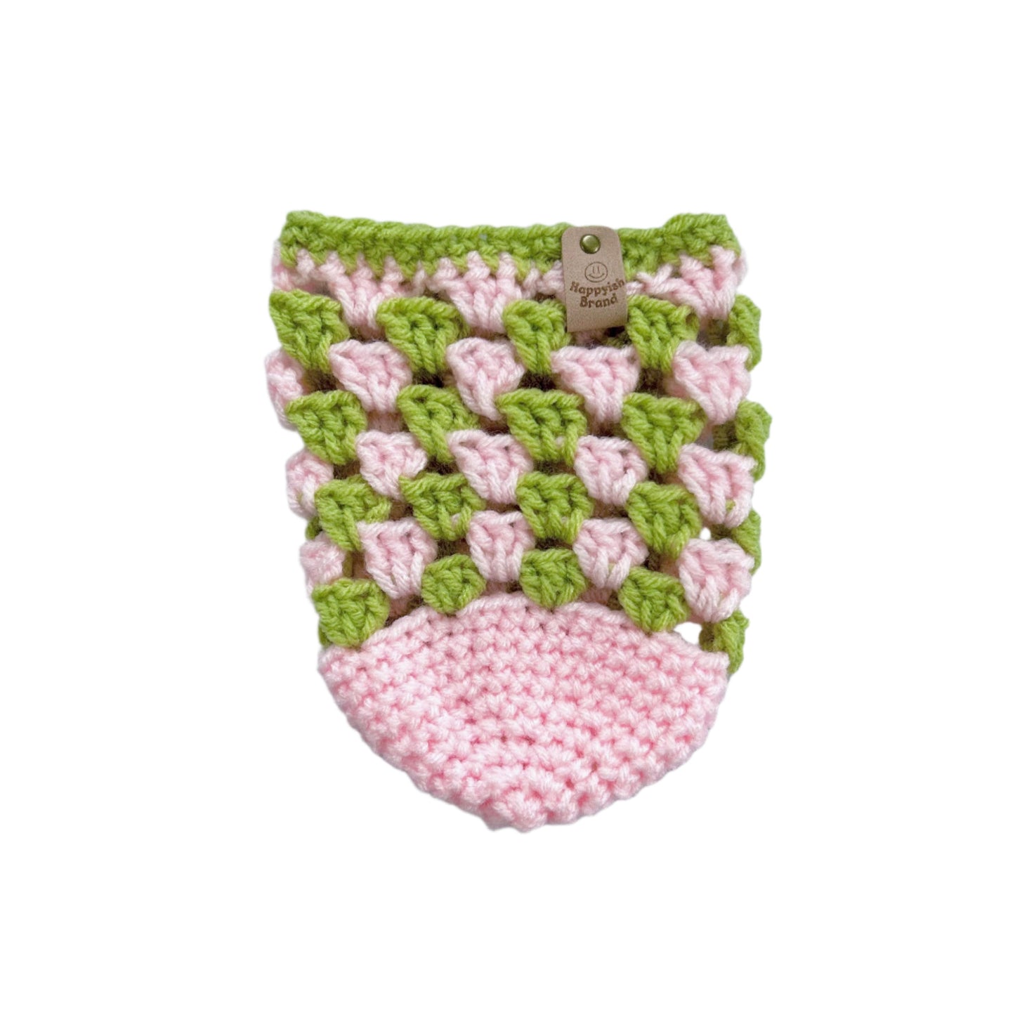 Crochet Iced Coffee Koozie (Ballet Pink + Lime)