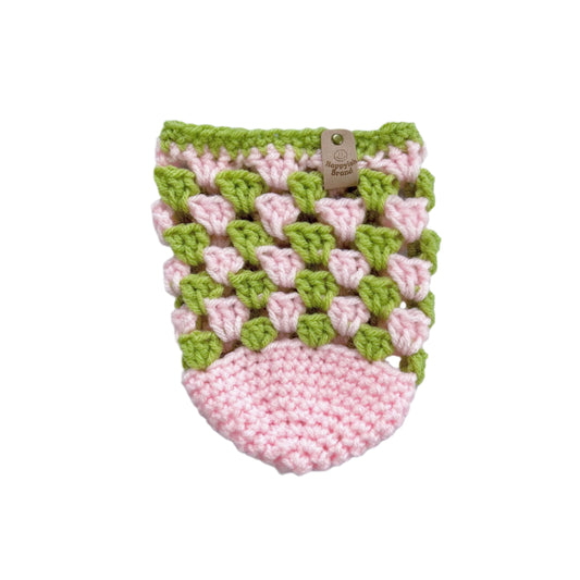 Crochet Iced Coffee Koozie (Ballet Pink + Lime)