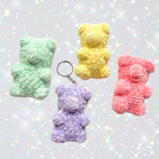 Pastel Crochet Gummy Bear Keychain