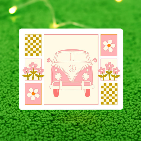 VW Bus Quilt Sticker