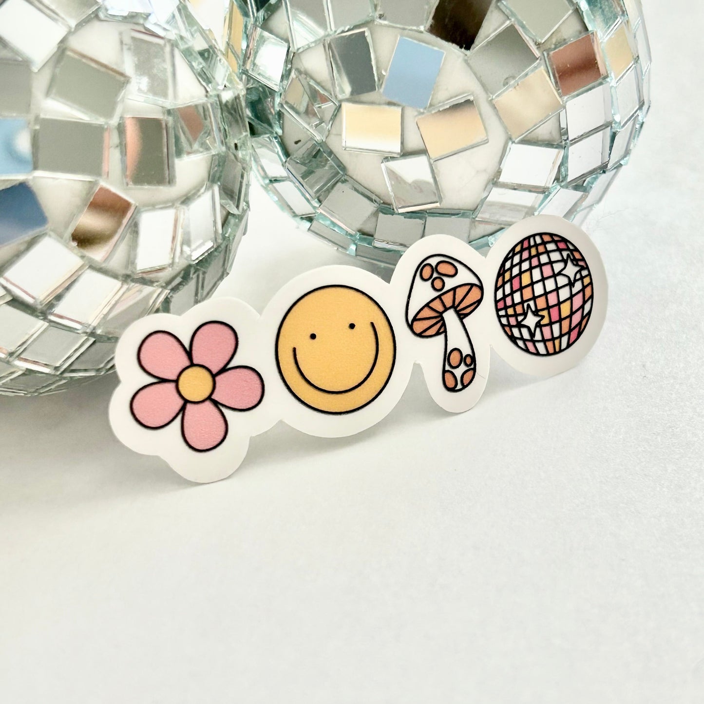 Groovy Icons Sticker - Disco Ball Smiley Mushroom Flower 70s Sticker