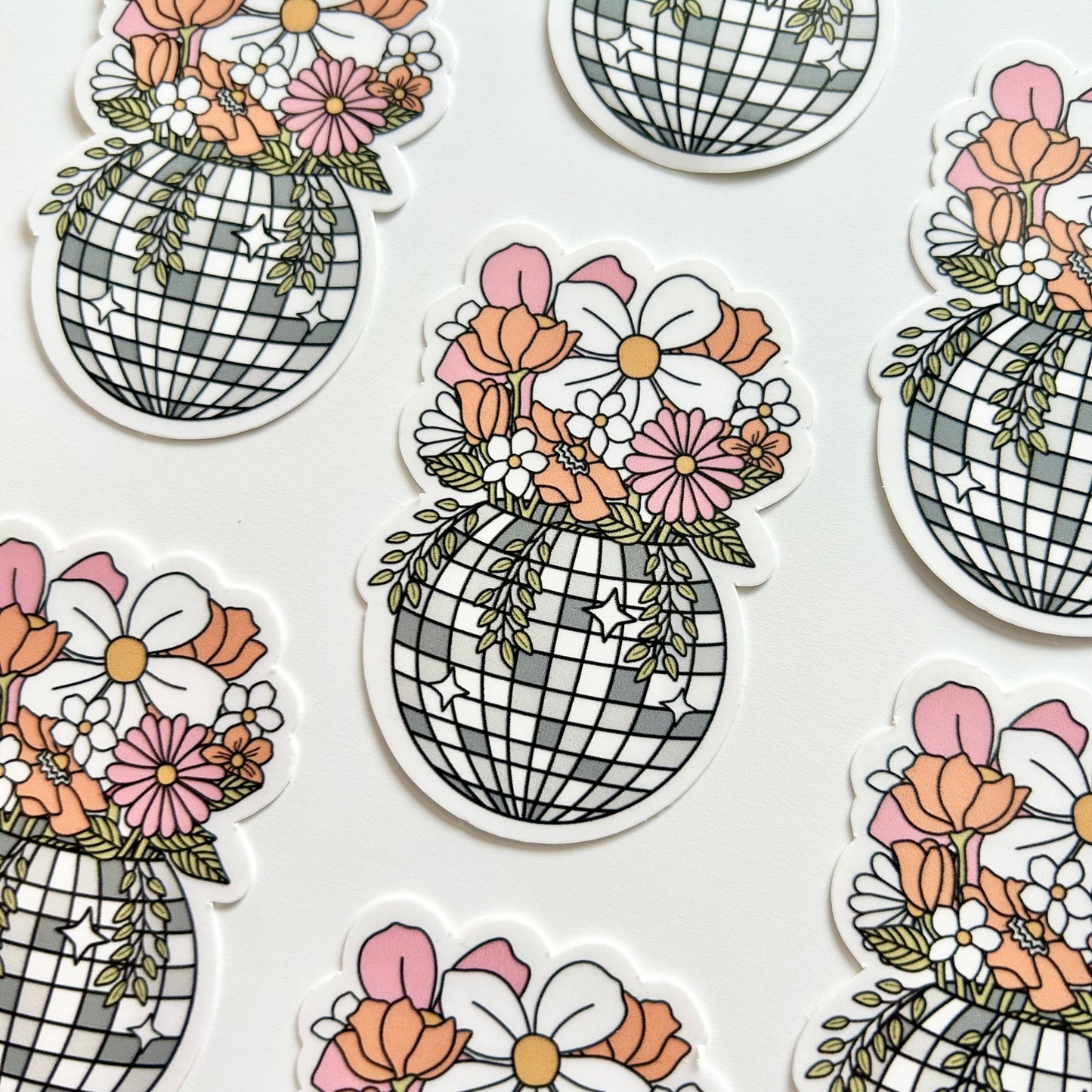 Disco Ball Flowers Sticker - Boho Floral Stickers