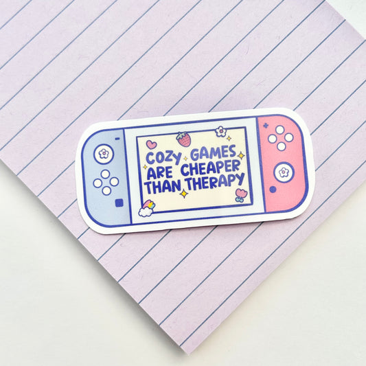 Cozy Games are Cheaper than Therapy | Gamer Girl Sticker