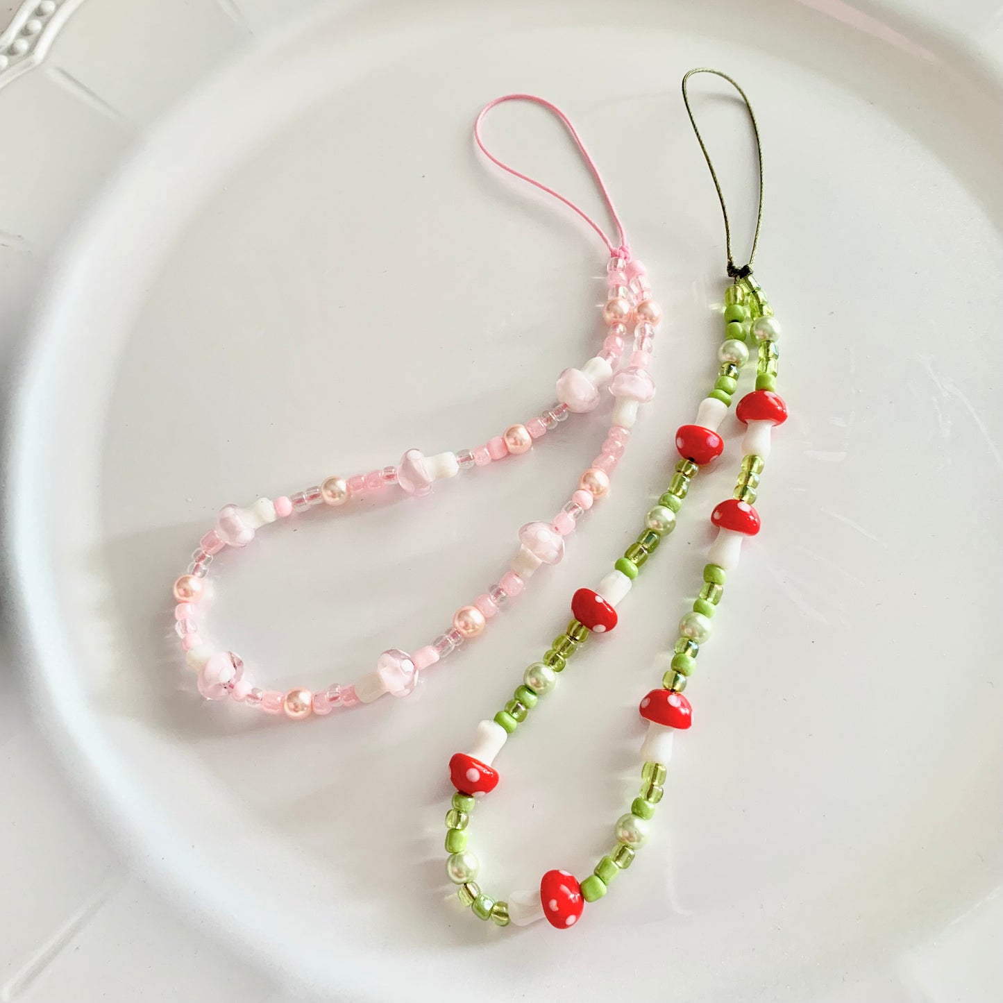 Pink Kawaii Mushroom Phone Charm