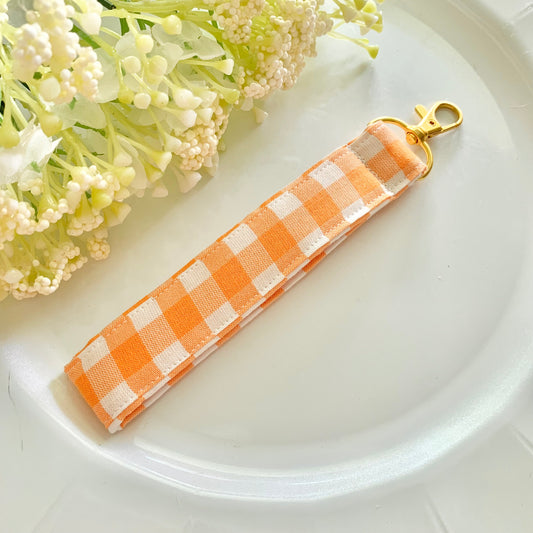 Pumpkin Gingham Trendy Keychain